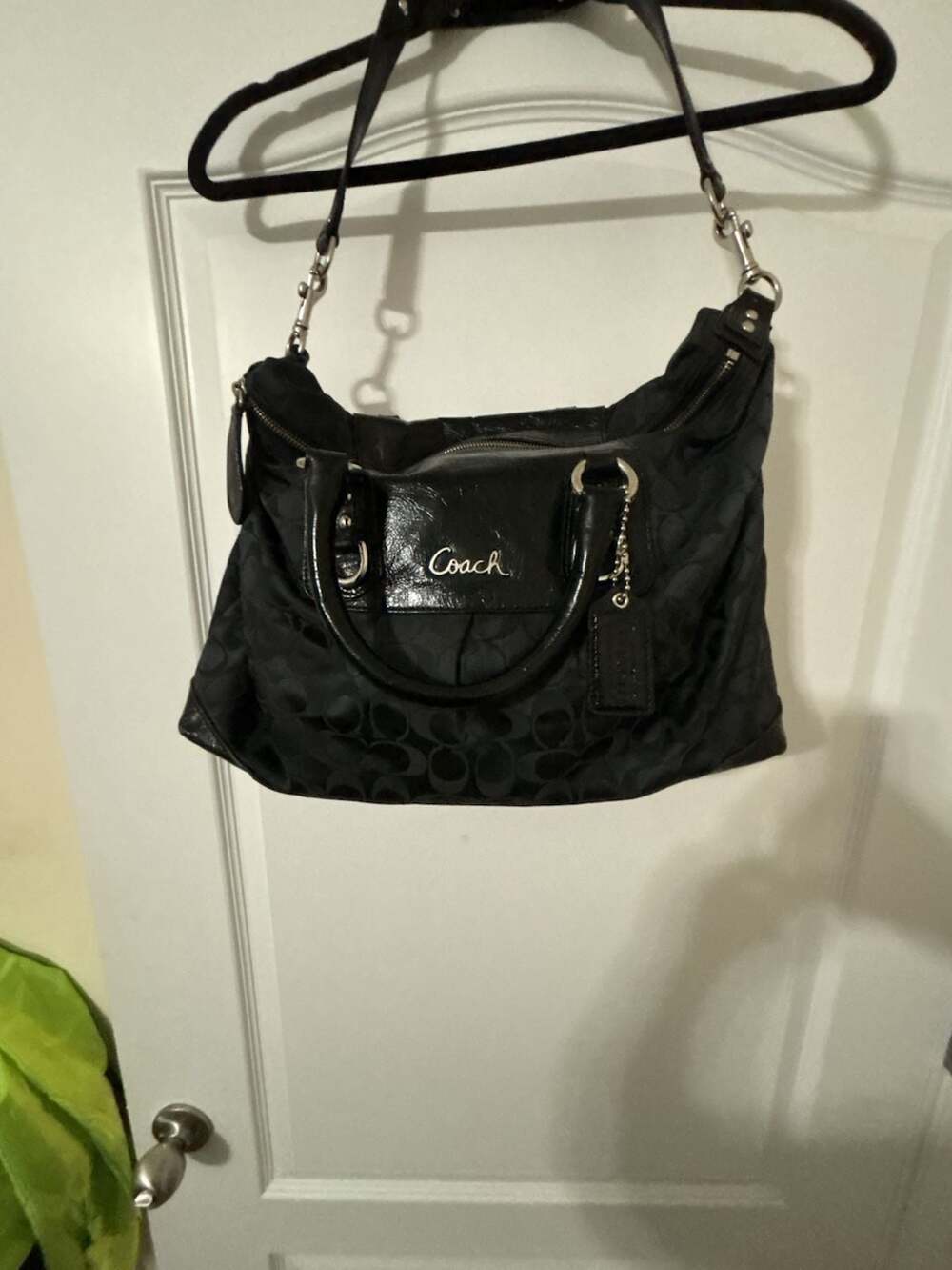 Coach Signature Black Monogram Satchel Shoulder Bag